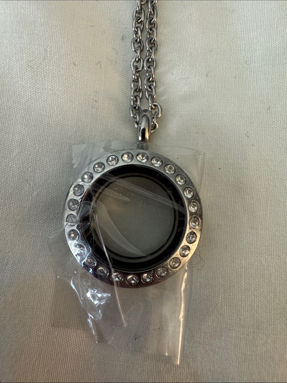 South Hill Silver Crystal-Accent Round Locket Pendant Necklace